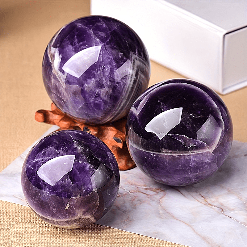 Round Purple Natural Amethyst Sphere/Ball, For Healing