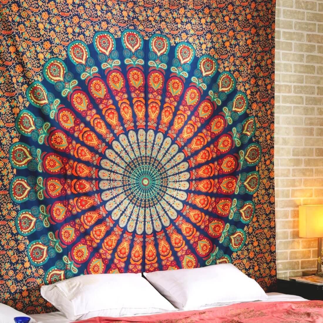 Tapestry mandala peacock