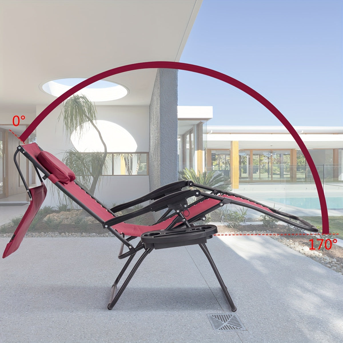 Sturdy folding sun lounger with sun protection