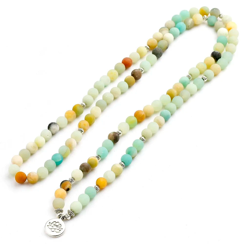 Natural amazonite 108 beads mala unisex bracelet