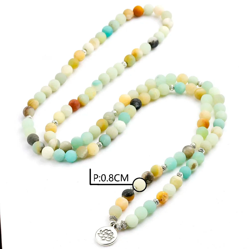 Natural amazonite 108 beads mala unisex bracelet