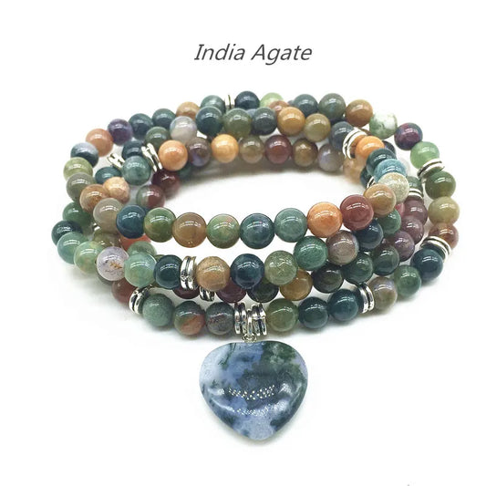 Buddhist beads 108 mala gemstone necklace / meditation bracelet