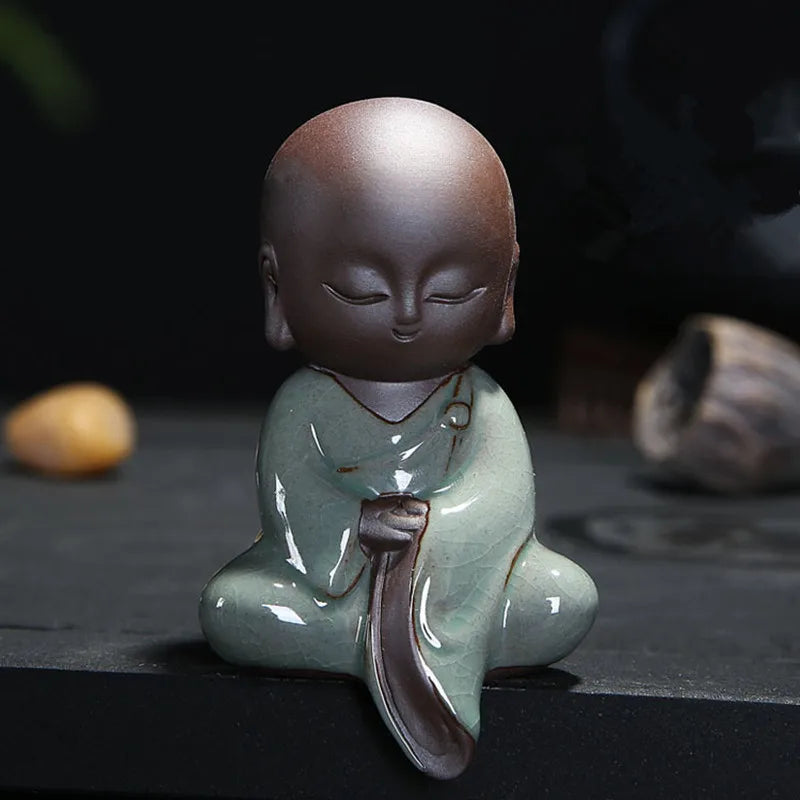 Small  Monk Buddha Statue Ceramic