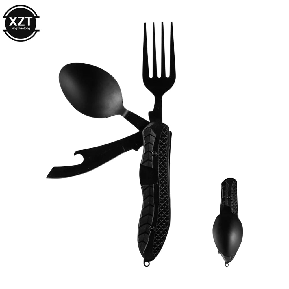 3-in-1 Stainless Steel Folding Picnic and Travel Cutlery Set