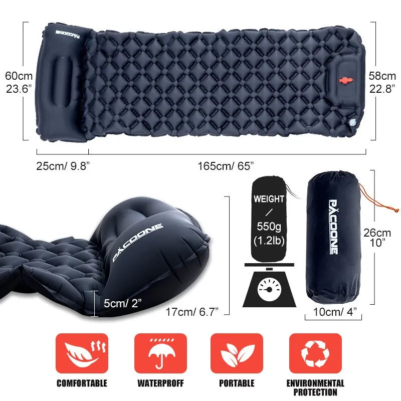 Ultralight Air Mat Built In Inflator Pump Hiking