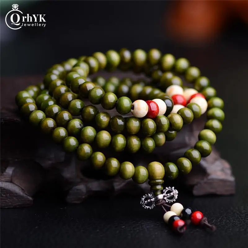 Natural Sandalwood Buddhist Bracelet for Men Women 108 Beads