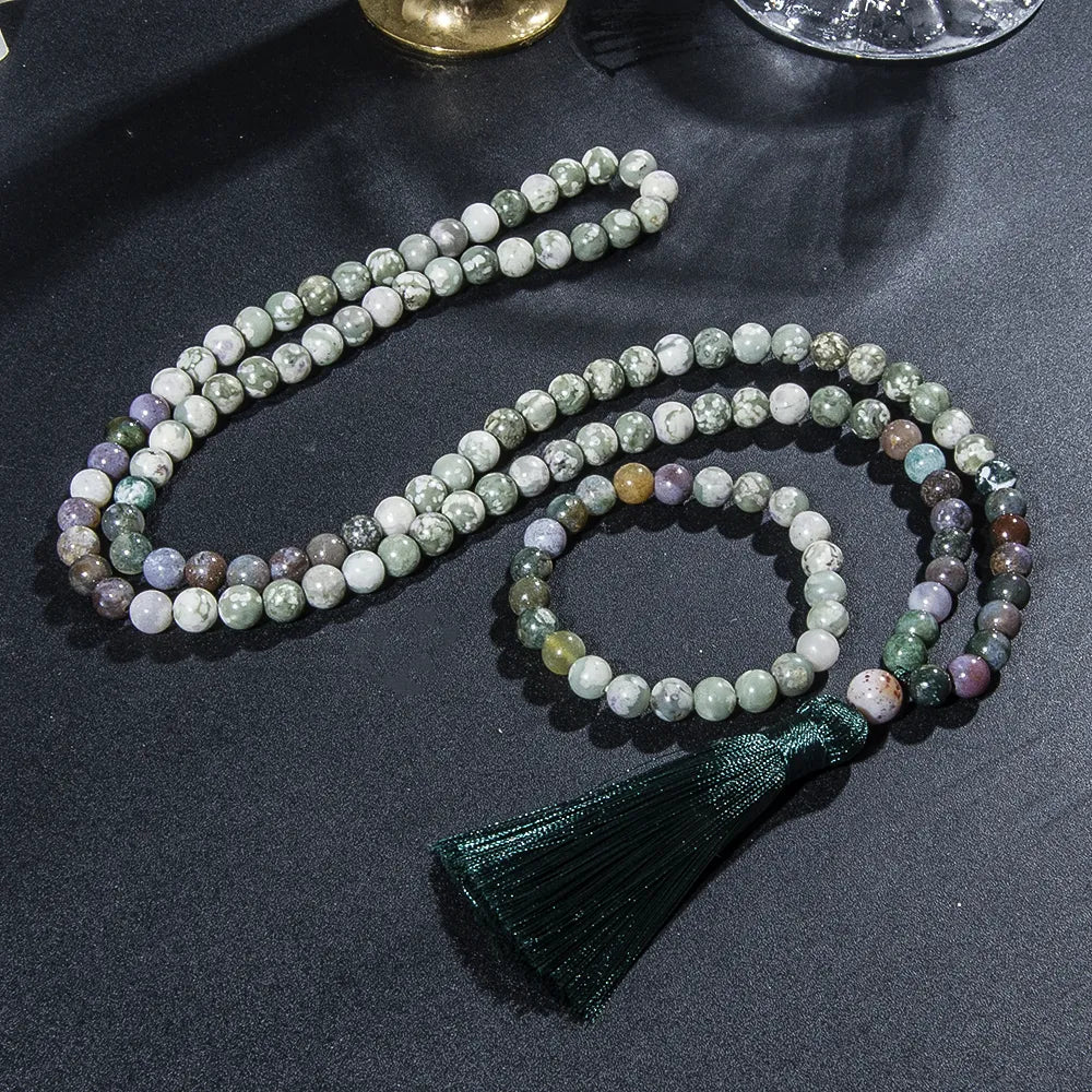 Jade Indian Onyx Mala set with Bracelet