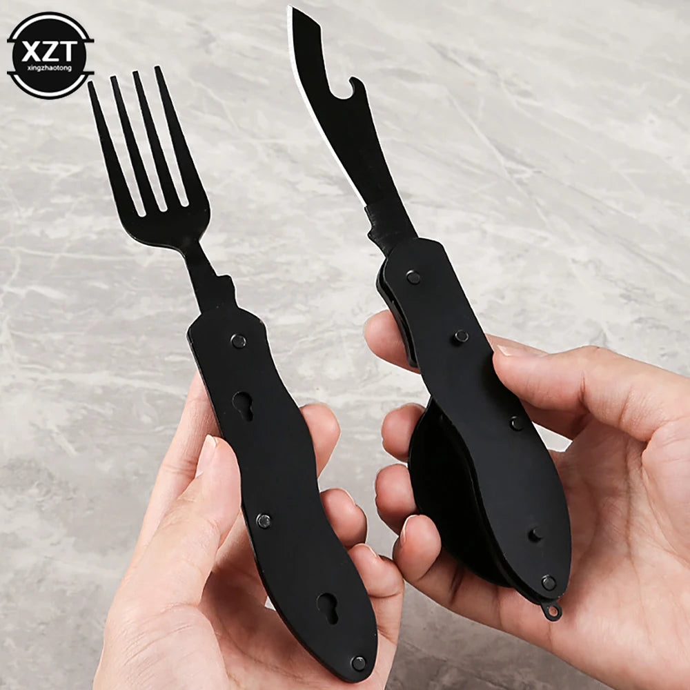 3-in-1 Stainless Steel Folding Picnic and Travel Cutlery Set