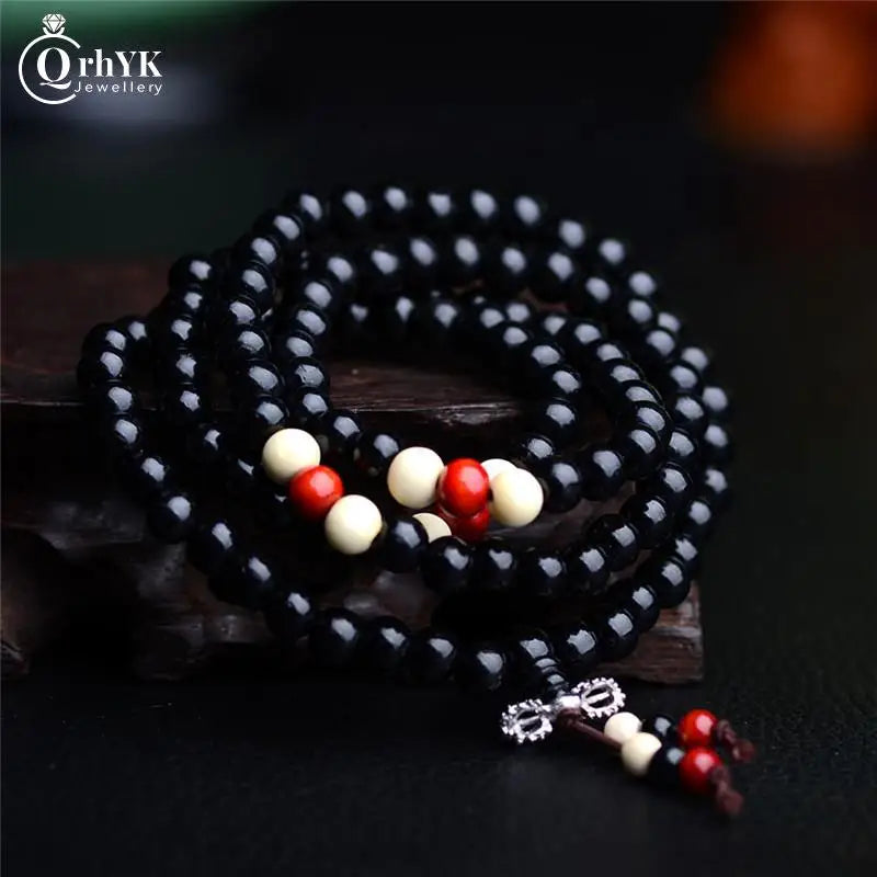 Natural Sandalwood Buddhist Bracelet for Men Women 108 Beads