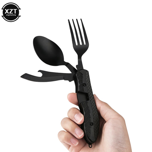 3-in-1 Stainless Steel Folding Picnic and Travel Cutlery Set