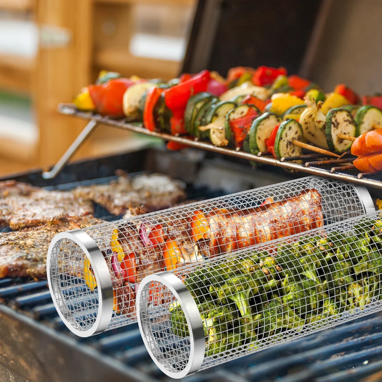 Rotating grill basket