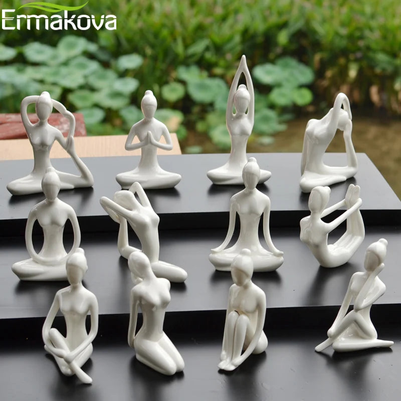 Miniature porcelain yoga figurine