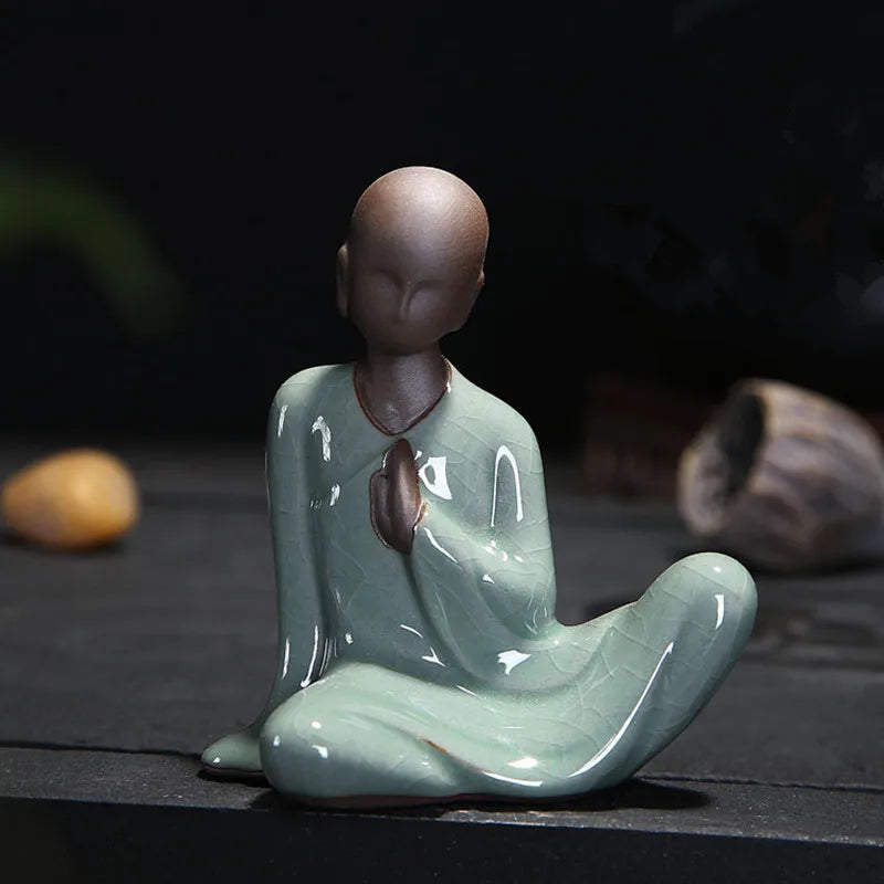 Small  Monk Buddha Statue Ceramic