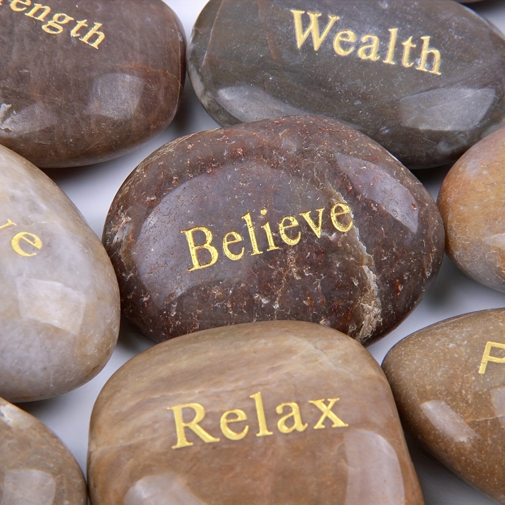 25pcs/pack, Natural energy stones with words of encouragement