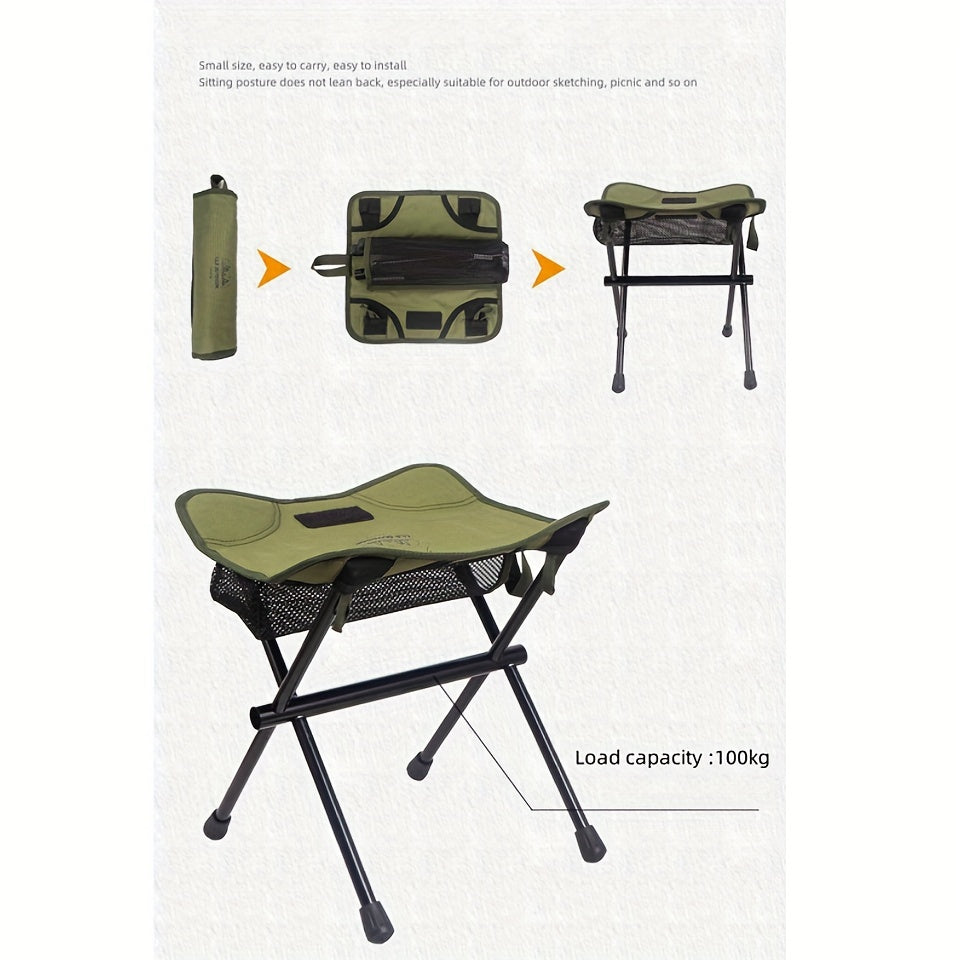 Folding lightweight camping chair with storage bag