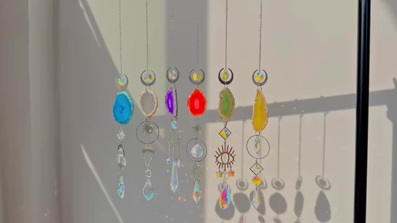 6 pcs. crystal sun catcher with agate and onyx