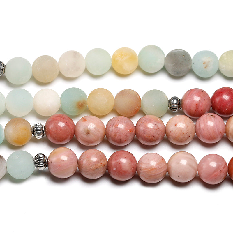 Natural stone rhodochrosite rosary, 108 beads