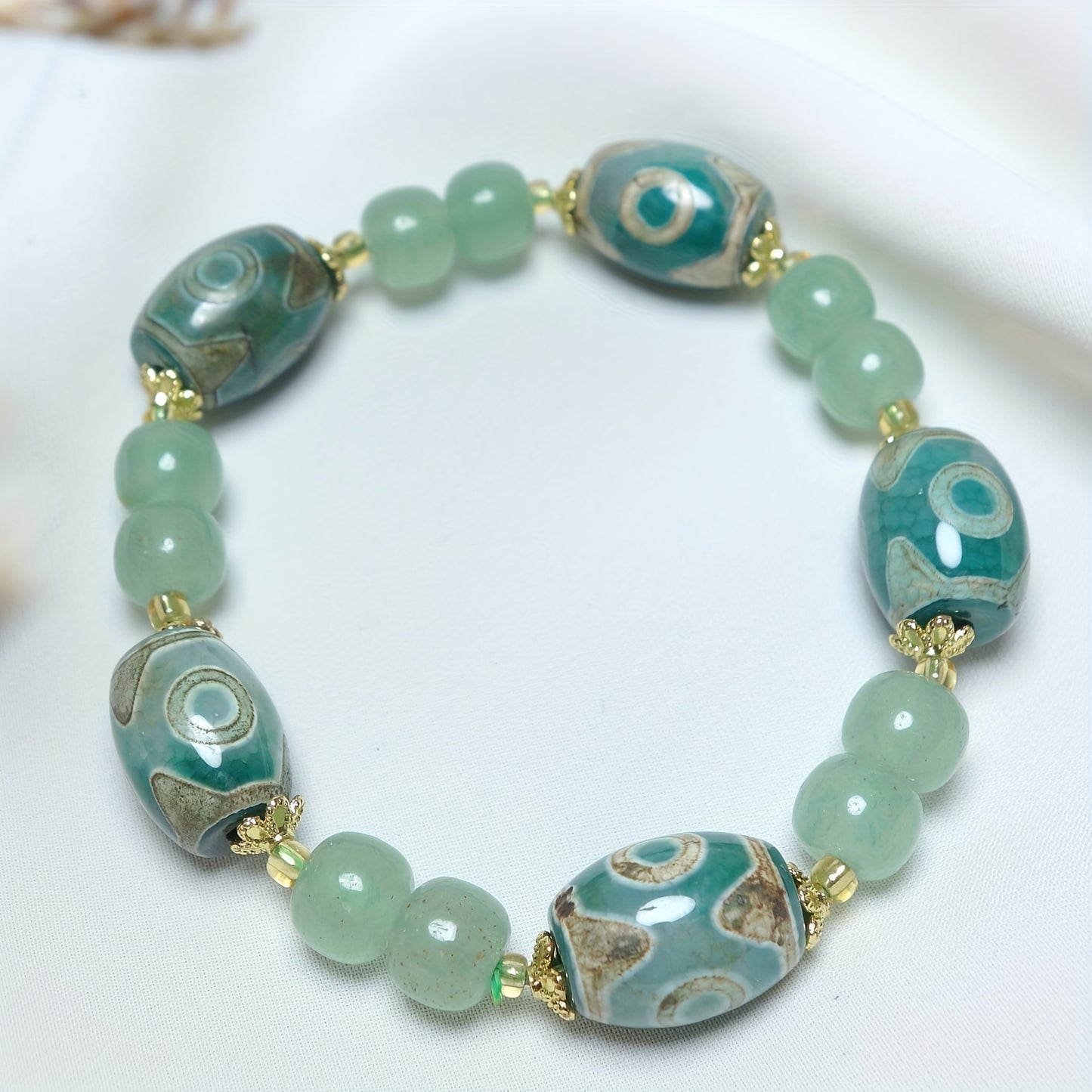 1set Natural Jade Bracelet With Sky Beads Necklace