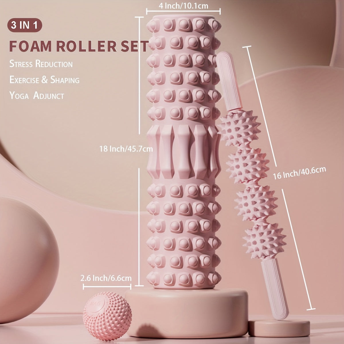 3pcs/set, massage therapy roller, back and leg massage roller, massage ball