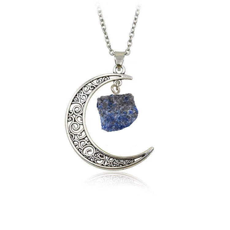 Vintage Moon Necklace Irregular Natural Stone