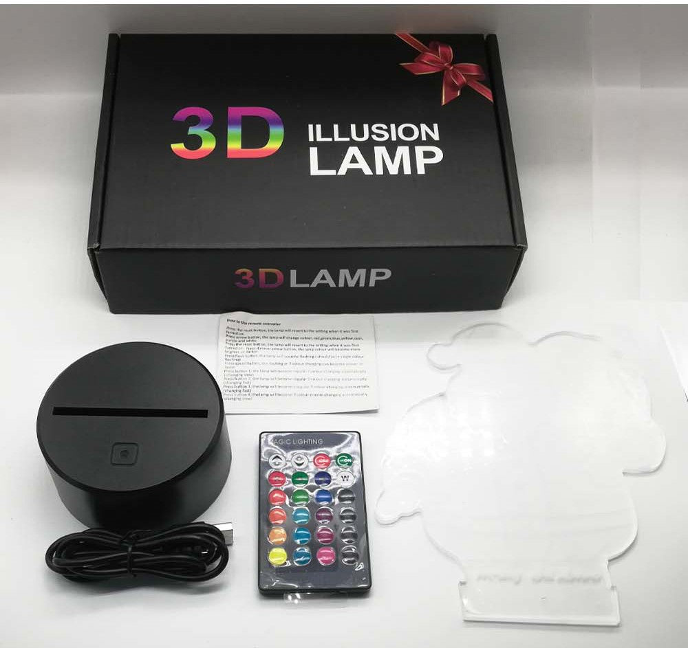 3D illusion lamp sitting meditation visual effect night light 7 colors glow with touch switch USB cable