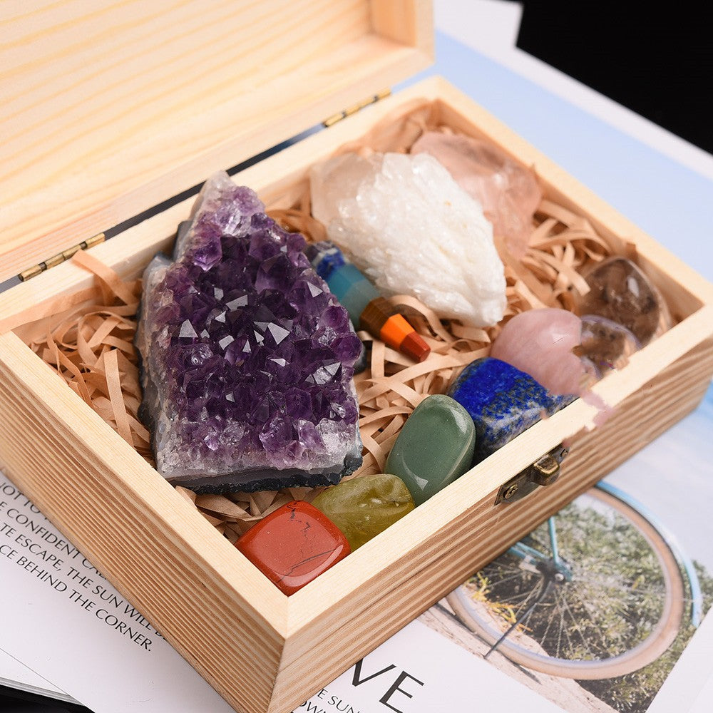 11 Piece Seven Chakras Healing Stone and Pendulum Gift Set