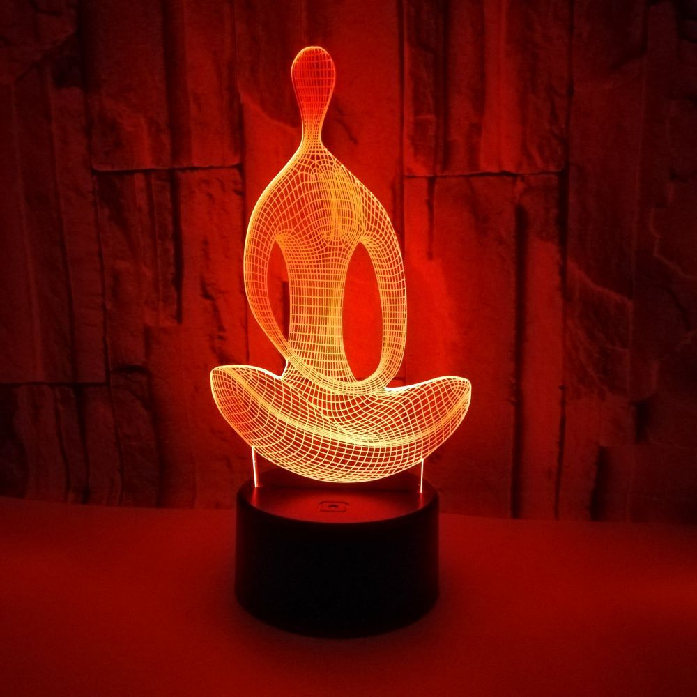 3D illusion lamp sitting meditation visual effect night light 7 colors glow with touch switch USB cable