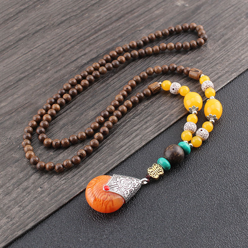 Tibetan Wenge Wood Necklace