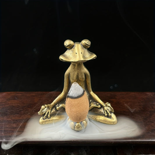 Handmade brass frog incense insert, table ornament, frog incense holder for meditation