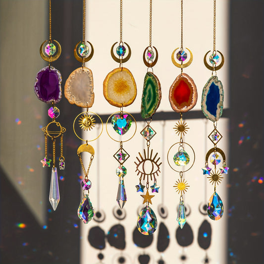 6 pcs. crystal sun catcher with agate and onyx