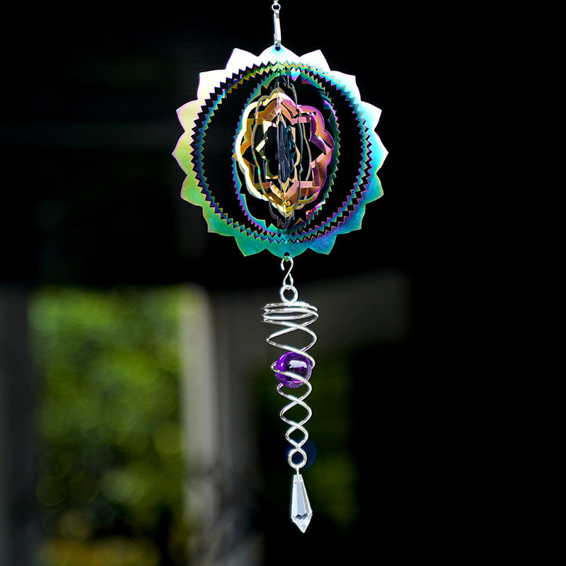 Wind Bell 3D Steel Rainbow Tree of Life with Crystal