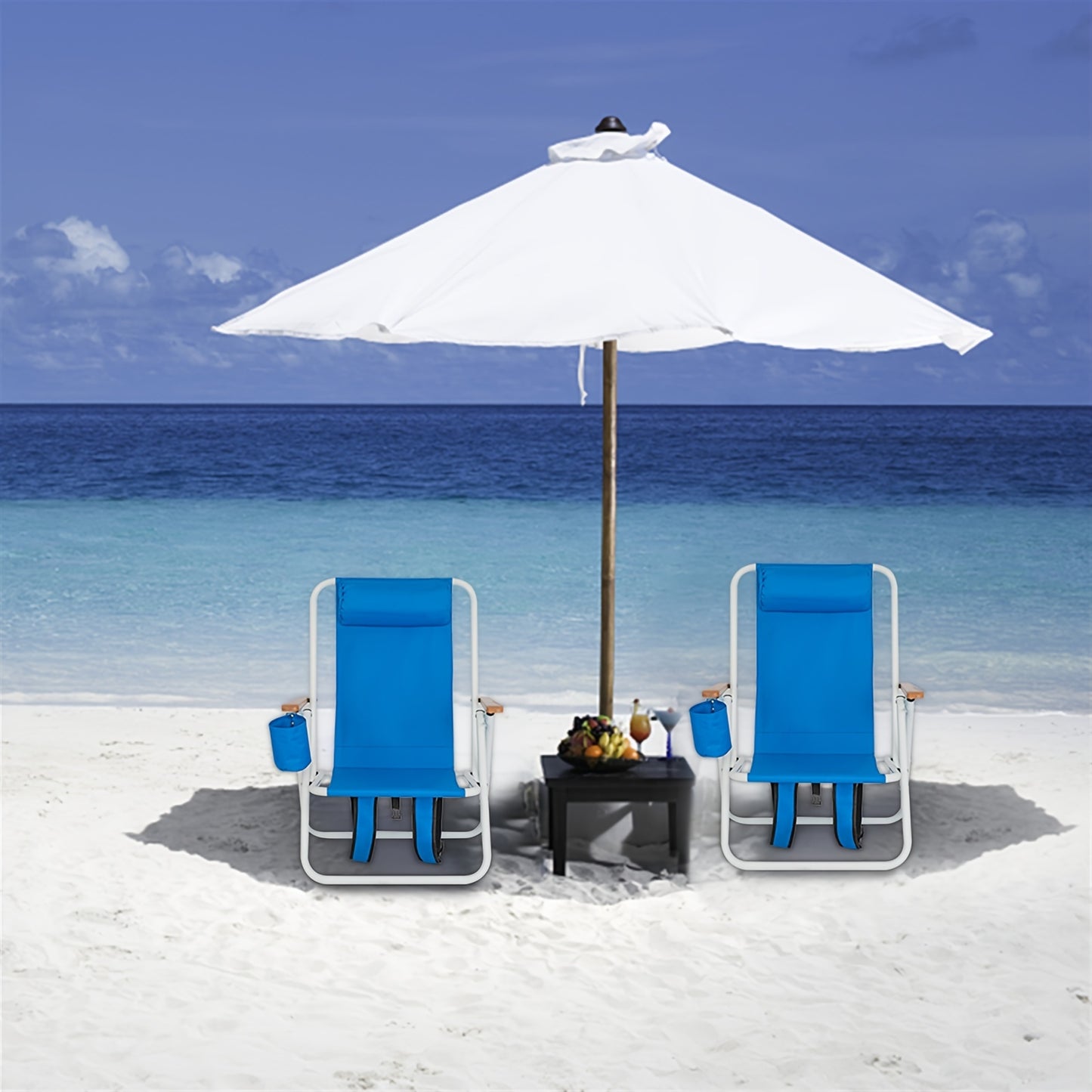 Portable High Strength Beach Chair with Adjustable Headrest