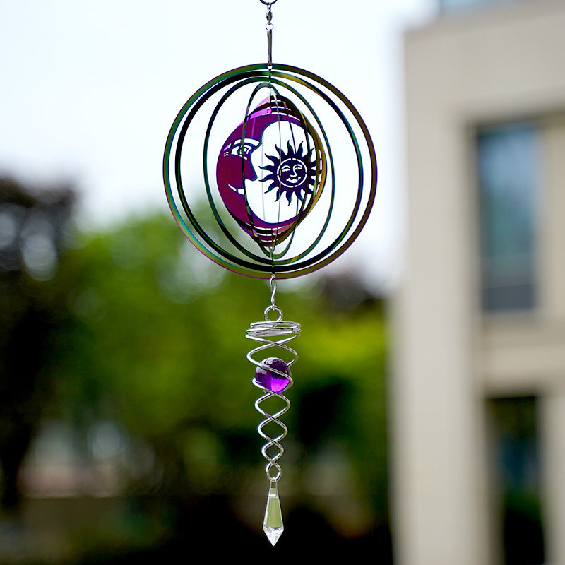 Wind Bell 3D Steel Rainbow Tree of Life with Crystal