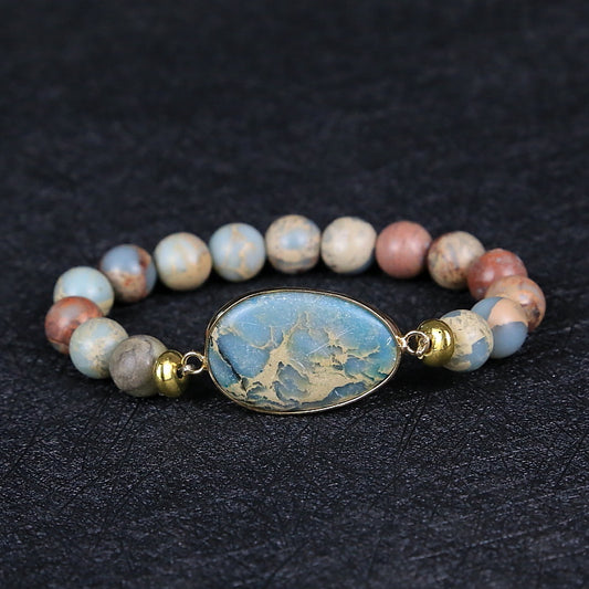 Elegant bracelet made of "jasper with marine deposits"