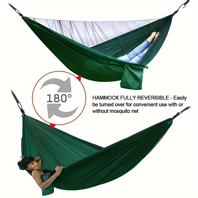 Automatic quick-opening hammock with mosquito netting