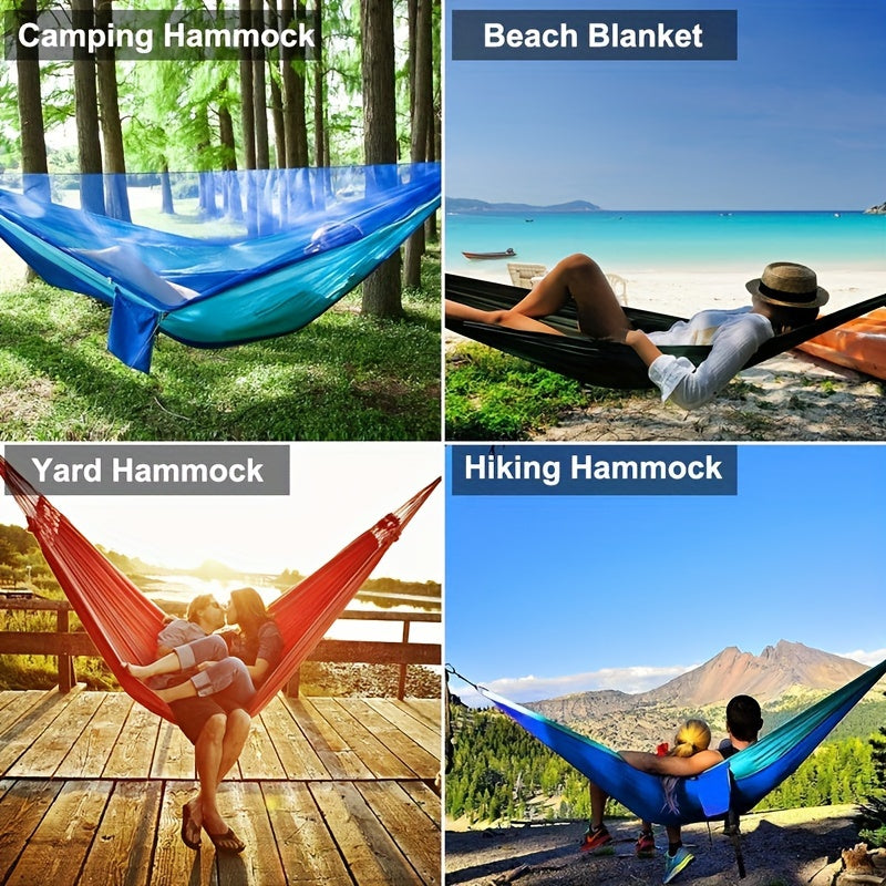 Automatic quick-opening hammock with mosquito netting