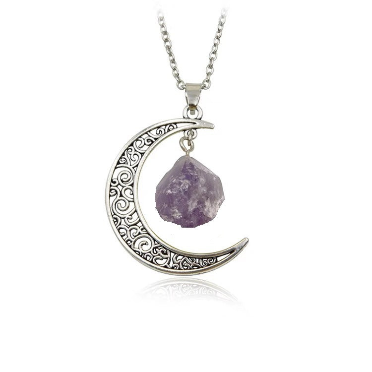 Vintage Moon Necklace Irregular Natural Stone